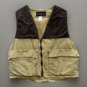 Vintage MFG Co Vest Medium Khaki 10X Corduroy 80s Outdoors Hunting Workwear